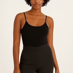 Urban Outfitters Women's M Bodysuit Black Ribbed Sleeveless Plunging Back Scoop